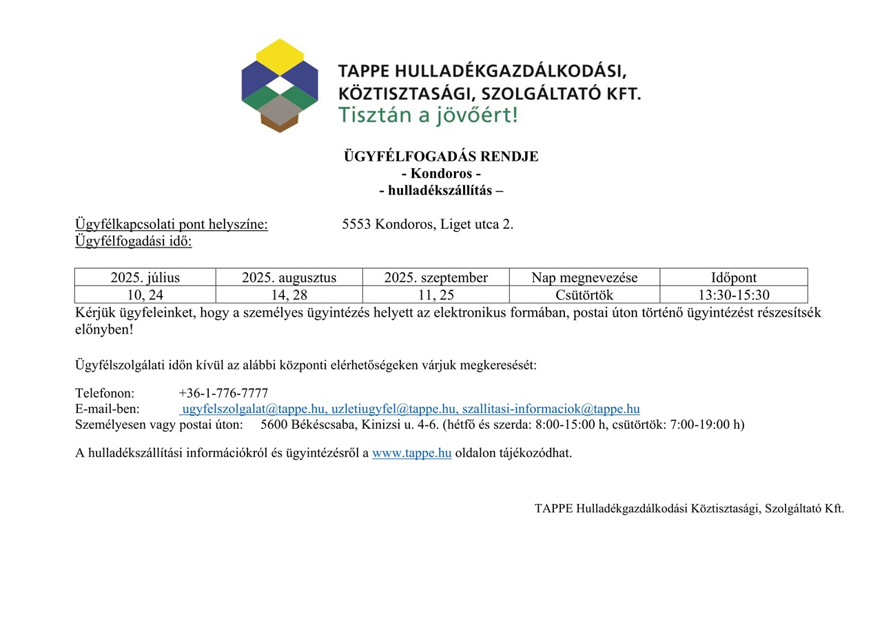 kondoros 2025 III negyedev ugyfelfog
